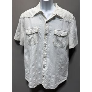 BKE Buckle Athletic Fit Pearl Snap Shirt Mens XL White S Sleeve Western Rodeo